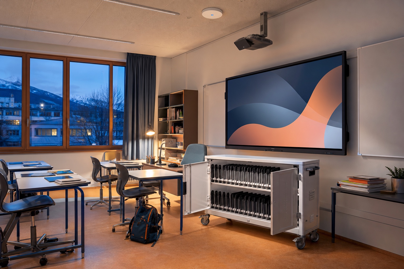 Verwaltete digitale Geräte in einem modernen Klassenzimmer